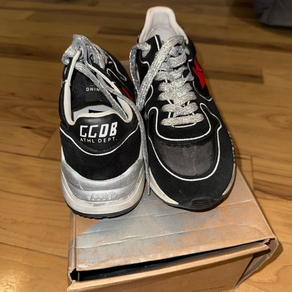 Golden Goose Black and Red Running Sneakers - Picture 3 of 9